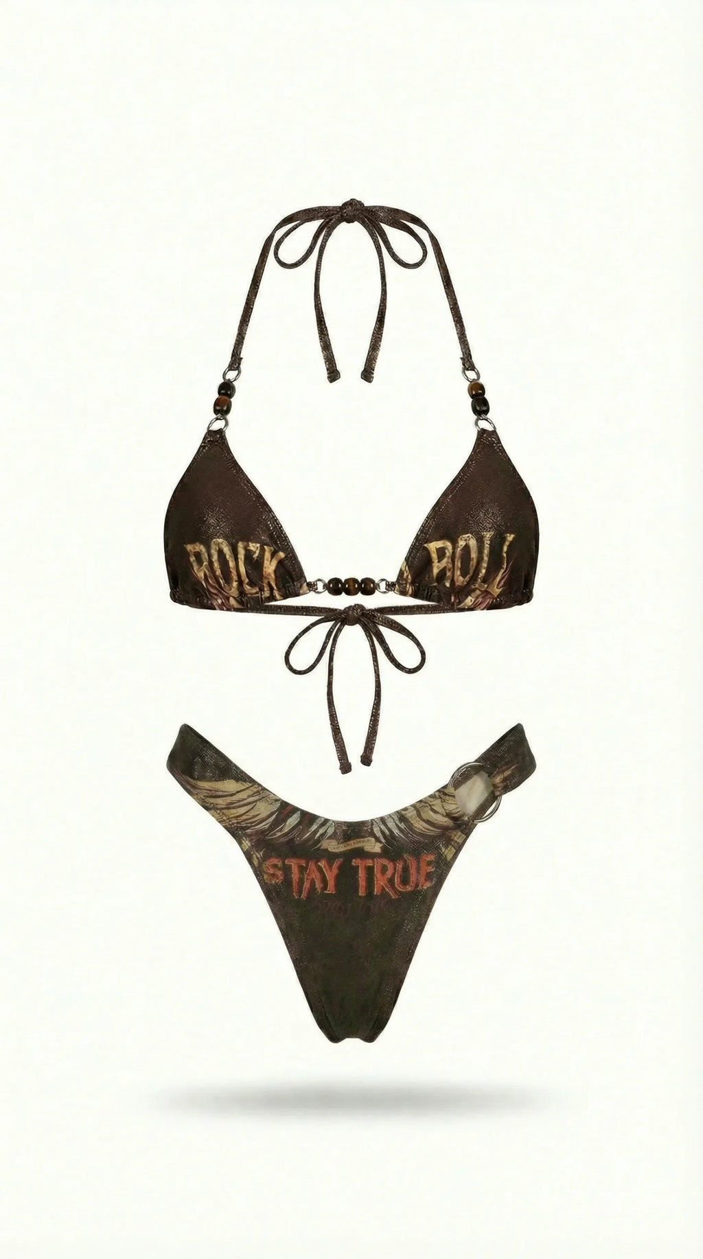 2026 Printed Trangle Bikini Women Sexy Swimsuit Bead Straps Swimwear Bandeau Biquini Female Micro Bikinis Bathing Suit Beachwear