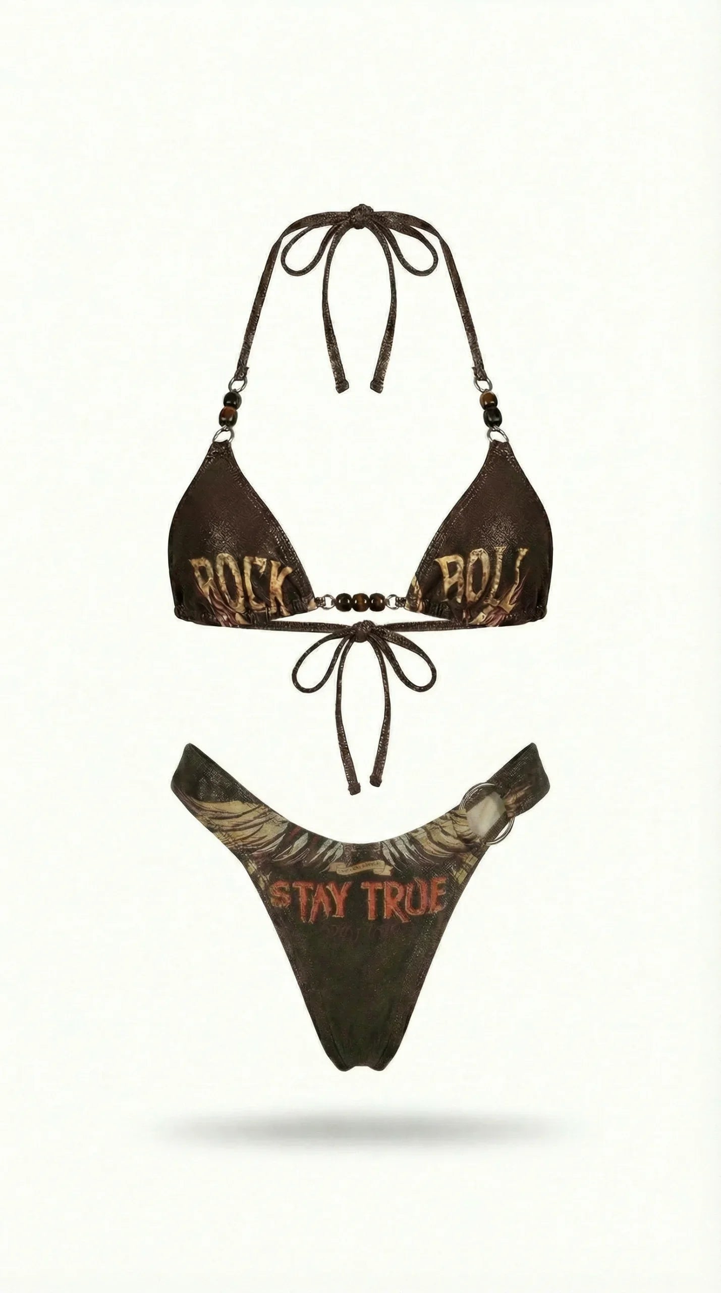 2026 Printed Trangle Bikini Women Sexy Swimsuit Bead Straps Swimwear Bandeau Biquini Female Micro Bikinis Bathing Suit Beachwear