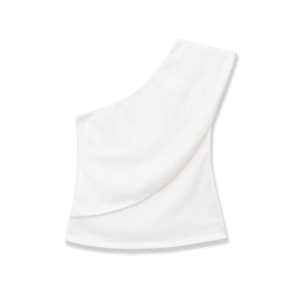 Women's Fashion Casual Off-Shoulder Stylish Top White Top Slim Fit Single Sleeve Casual Blouse For Women Daily Party Wear QHRH