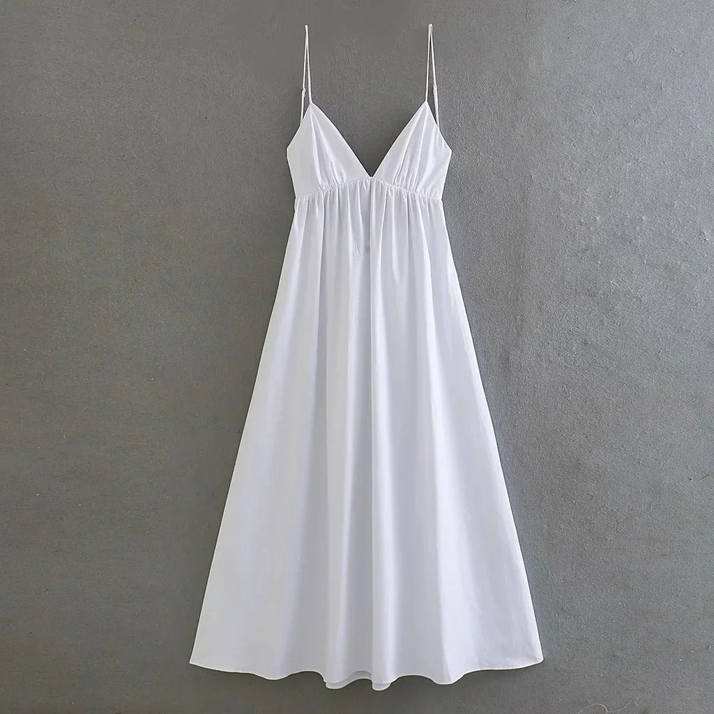 Foridol White Women Sundress Backless Sexy Casual Beach Vestidos Maxi Long A-line Fashion Holiday New Dress