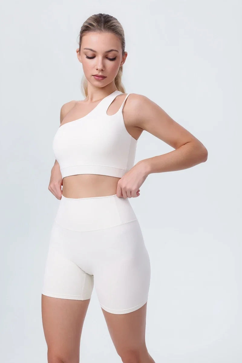 DIA FIT JOY Yoga Sports Bra Single Shoulder Irregular Strap Naked feel Sensation Beautiful Back Design Comfortable Breathable