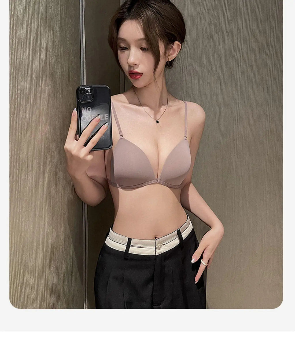 Comfort Strapless Bra for Small Bust Seamless Bralette Adjustable Anti-Peek Summer Wear Thin Back Design Women S-XL MOYISU