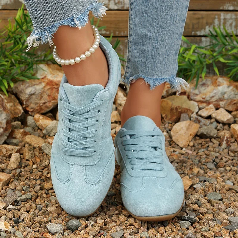 Comfortable Soft Sole Sneakers Women Plus Size 42 Faux Suede Lace Up Casual Shoes Woman 2026 Autumn Non Slip Sport Flats Female