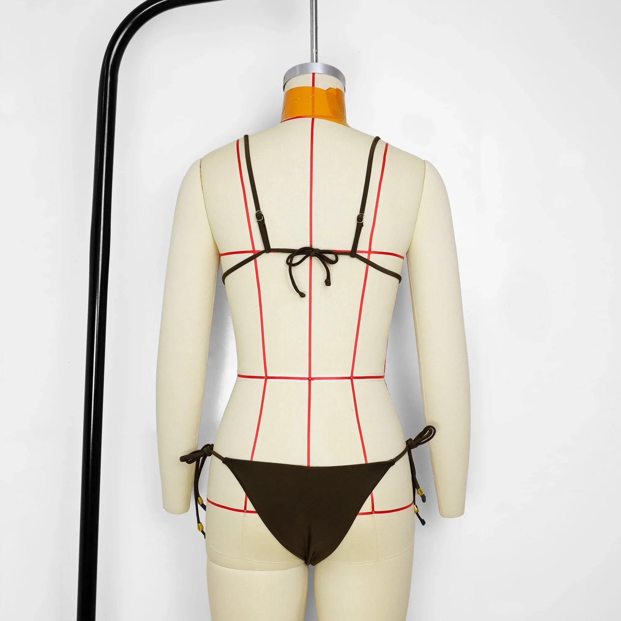 Women's Stylish Solid Color Three-Point Drawstring Bikini Set Cross-Border Swimwear Separate 2025 Sexy Female Bathing Suit