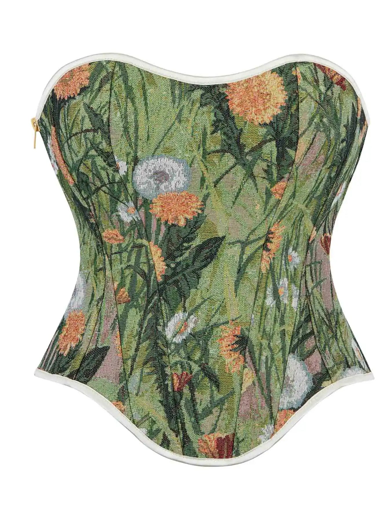 New court Corset dandelion plant flower lace-up and wear corset.