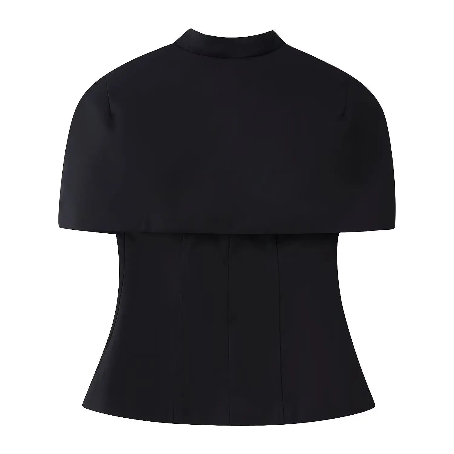 Women's Fashion Casual Shawl-Style Waist-Cinching Top Solid Color For Woman Elegant Cape Sleeve Top For Women White Black 81FF