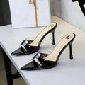 BIGTREE Shoes Women PVC Transparent Shoes for Women Sexy Pointed Open Toe Shallow Slider Slippers Ladies Sandal High Heels Mules