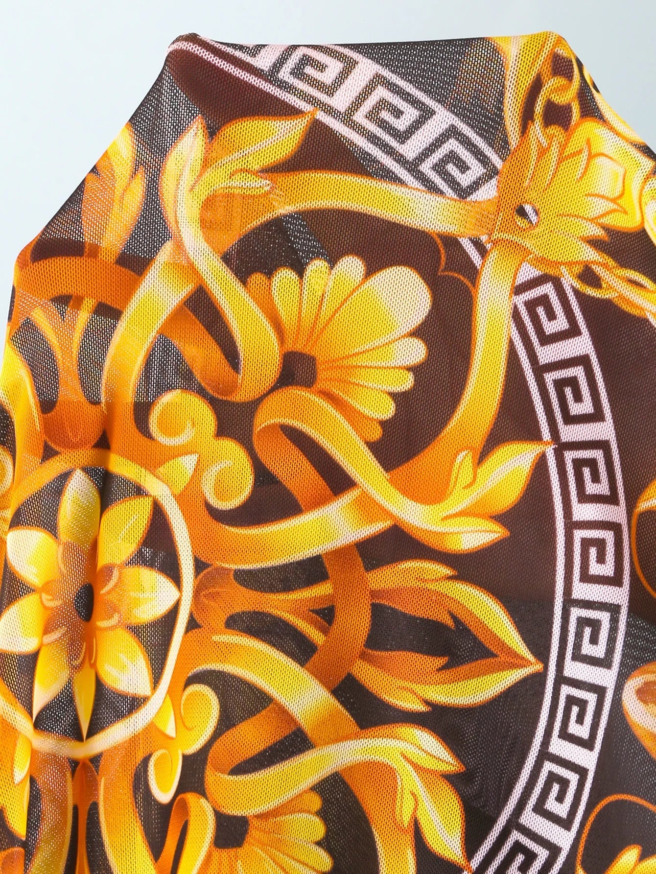 2026 Printed Mesh Swimsuit One Piece & Beach Dress Long Sleeves Swimwear Women Bathing Swimming Swim Suit Padded Beachwear