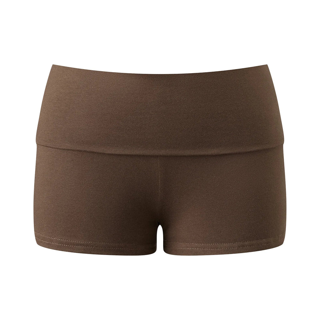 Women's Fold Over Mini Shorts Summer Fashionable Causal High Waist Bodycon Skinny Shorts Striped/Solid Color Short Pants