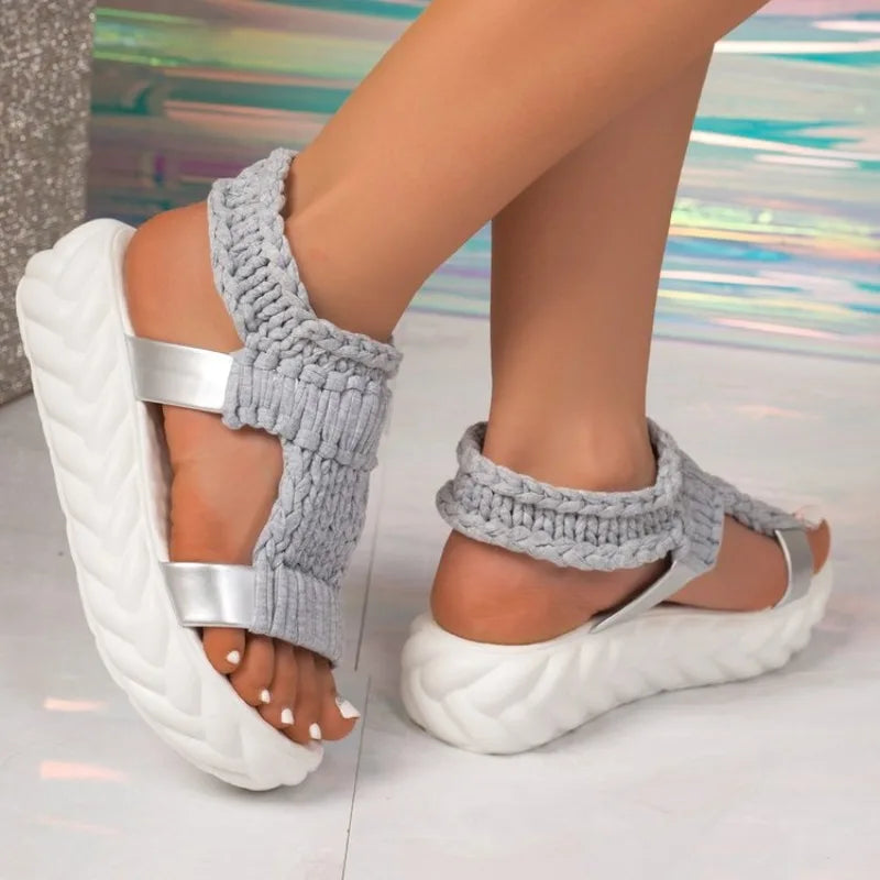 2026  Women Platform Sandals Summer Gladiator Sandals Shoes Thick Heels Ladies White Sandalias Casual