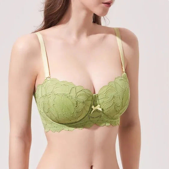 Full Bust French Lace Bralette Wireless Support for Women Plus Size Full Coverage T-Shirt Bra Anti Sagging Comfort MOYISU Sexy