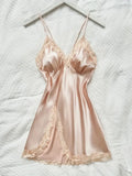 V-neck Luxury Pajama Set With Thong Women Nightgown For Sleeping Hot Femme Sleepwear Summer Sleeveless Sleep Dress Holiday Gifts