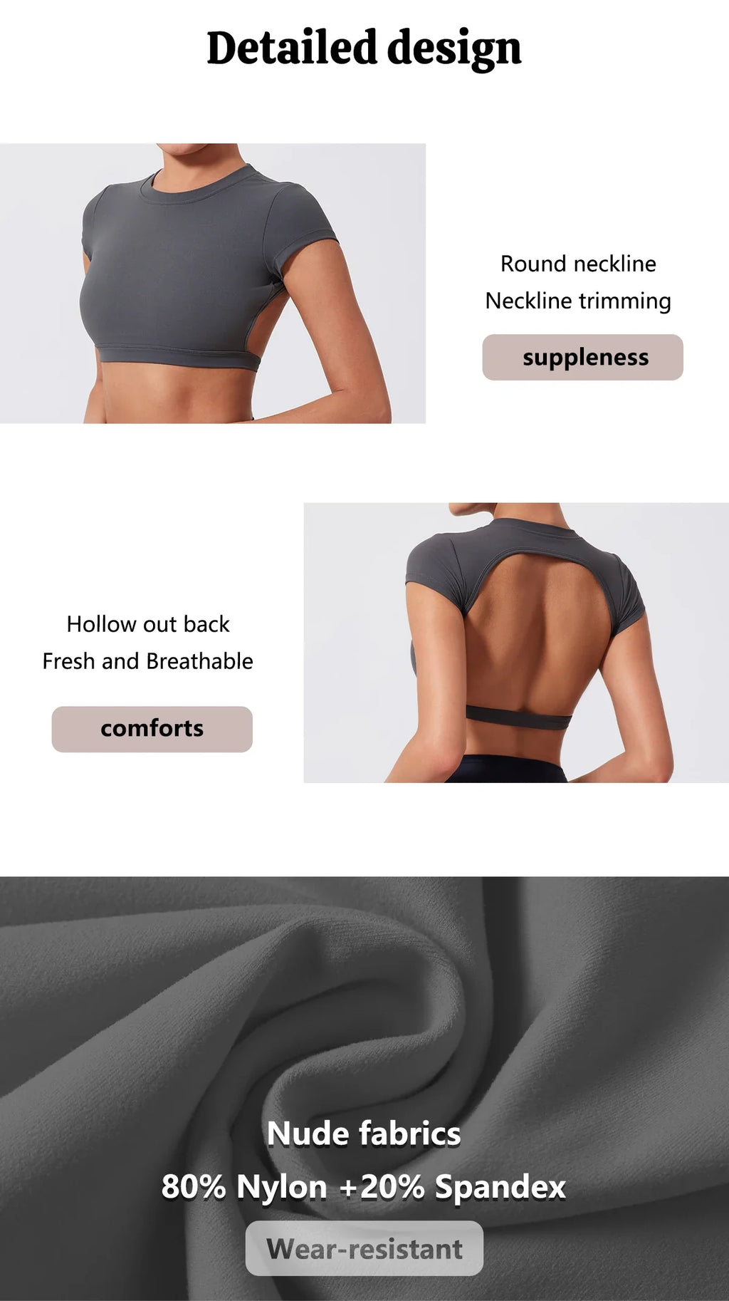 Hearuisavy Summer Sports Shirts Workout Tops Fitness Activewear Quick-Dry Yoga Clothes Sport Crop Tops Backless Gym Top Women