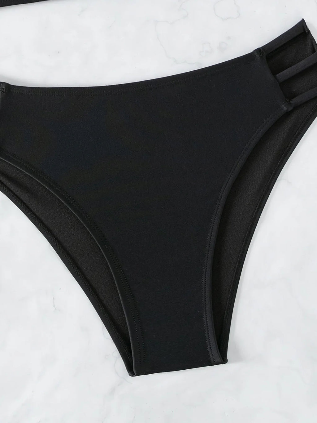 Sexy Solid Black Two Piece Swimsuit for Women Summer New High Waist Bikini Set Beach Vacation V-neck Backless Swimwear 2026