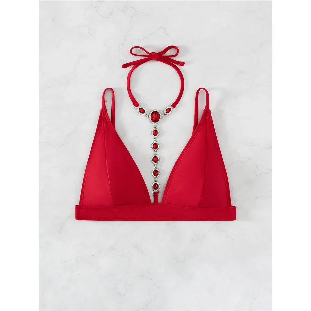 Diamond Extreme Mini Micro Thong Bikini Women Swimwear Female Swimsuit Two-Pieces Bikini Set Bather Bathing Suit Swim Lady V4329