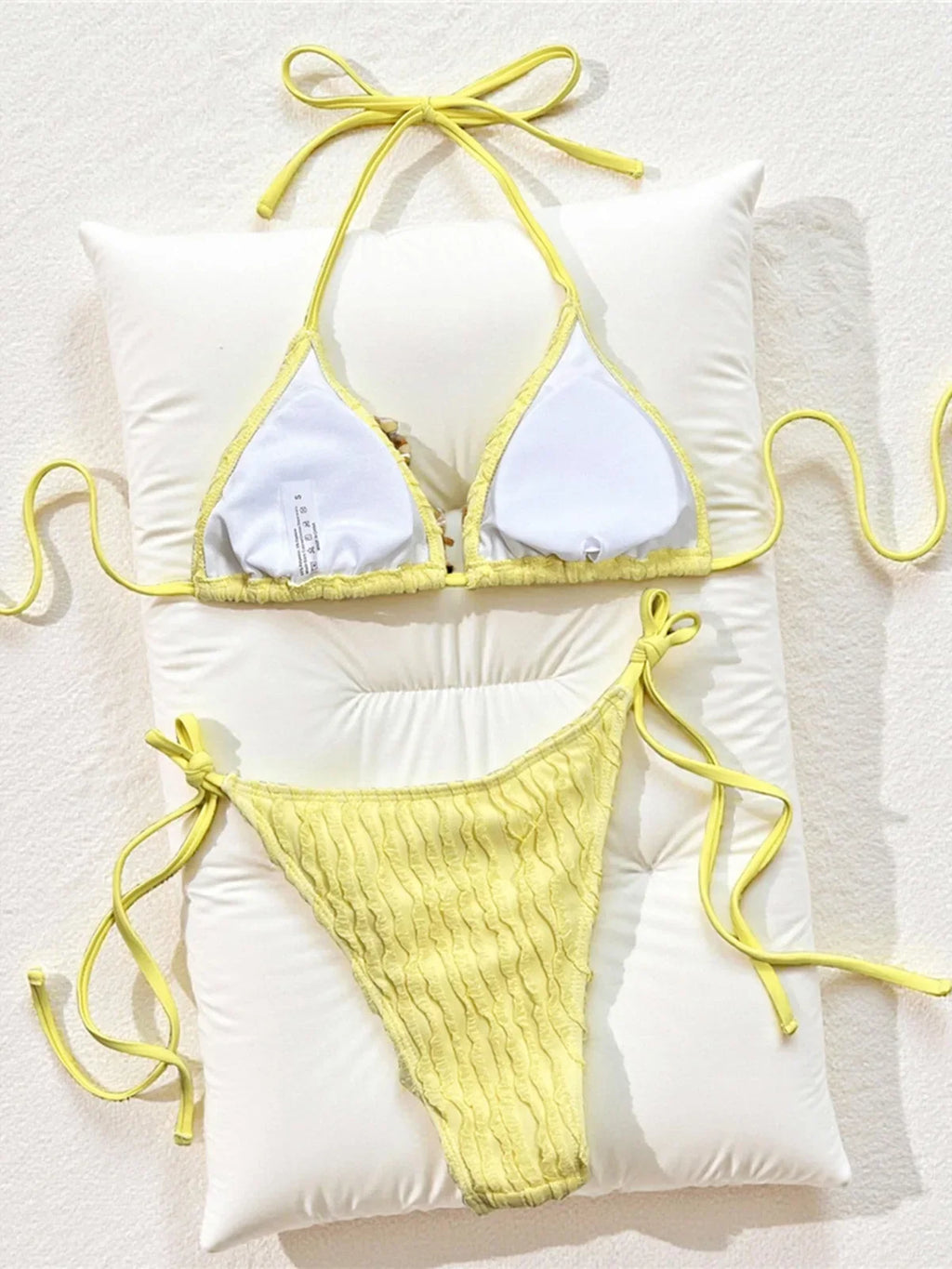 2026 Wrinkled Crinkled Halter Bikini Women Swimwear Female Swimsuit Strappy Bather Bathing Suit Swim Two-pieces Bikini set K8057