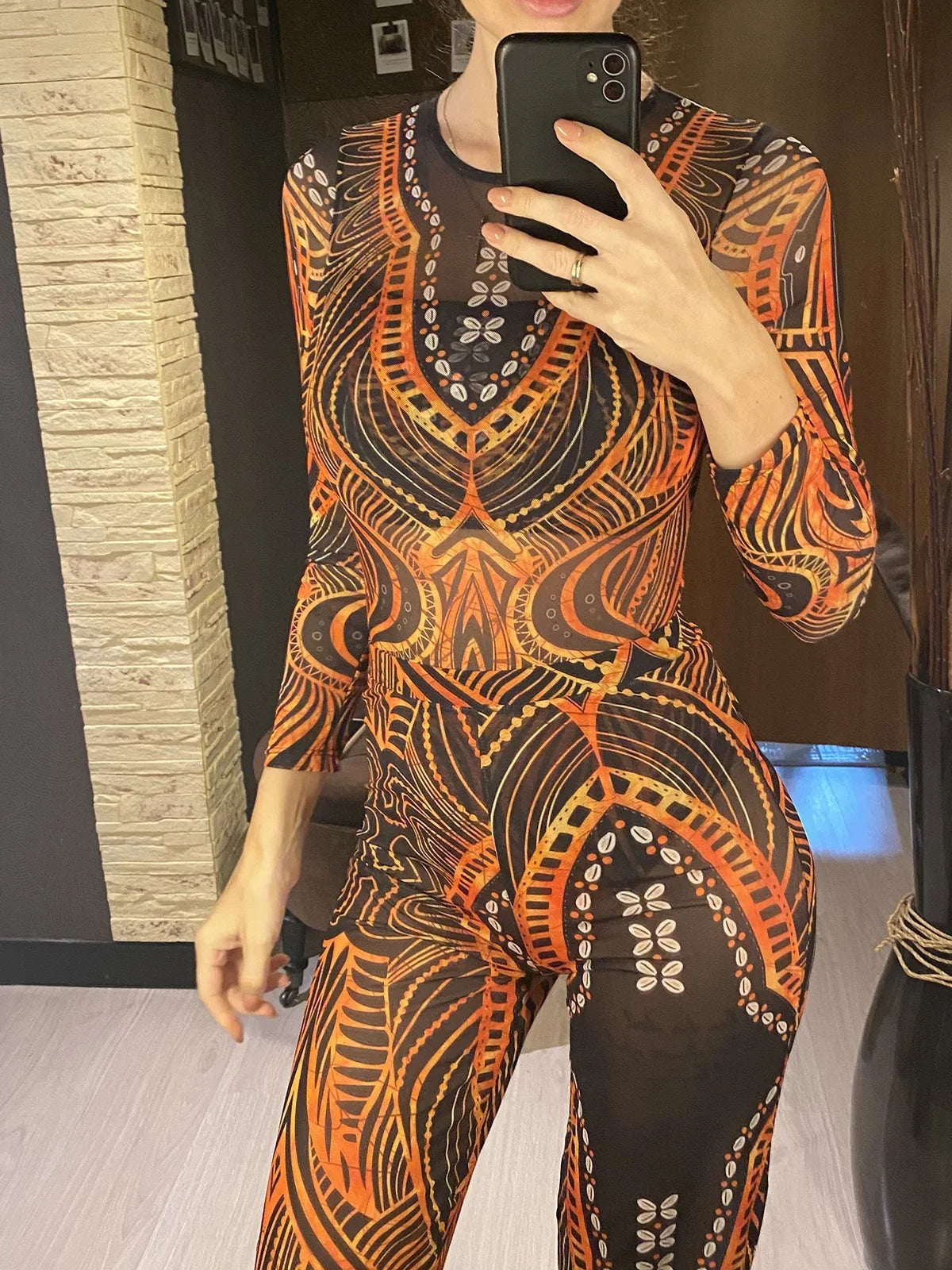 S - XXL 3PCS New Printed Long Sleeve With Pants Sarong Women Swimwear One Piece Swimsuit Female Bather Bathing Suit Swim V7180