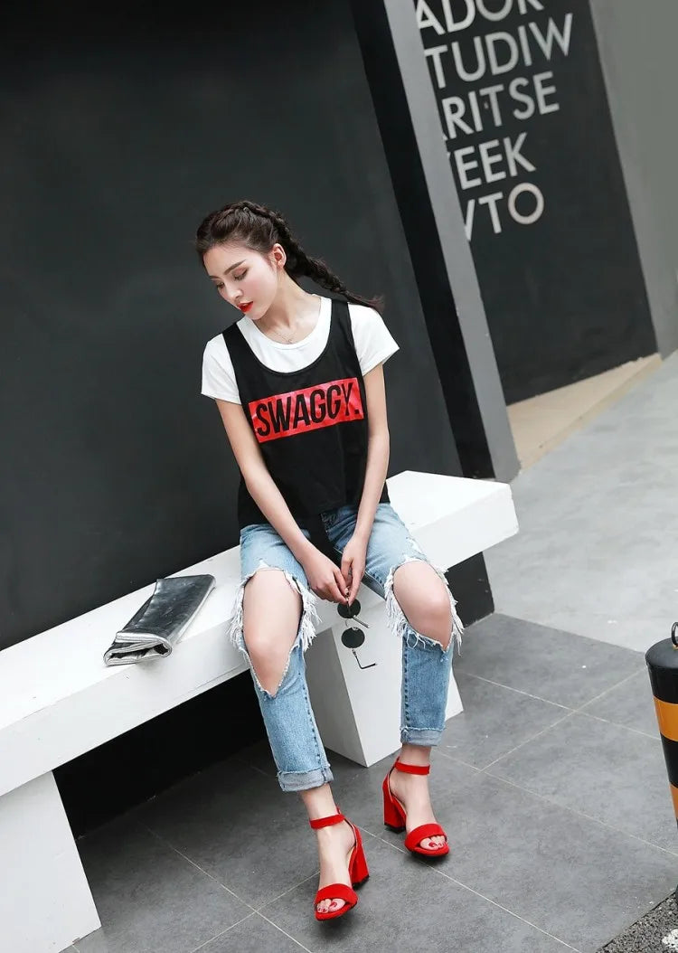 Women Sandals New Summer Fashion Sandals Medium High Heels Outdoor Elegant Wedding Shoes Bridal Plus Size Buckle Strap Sandals