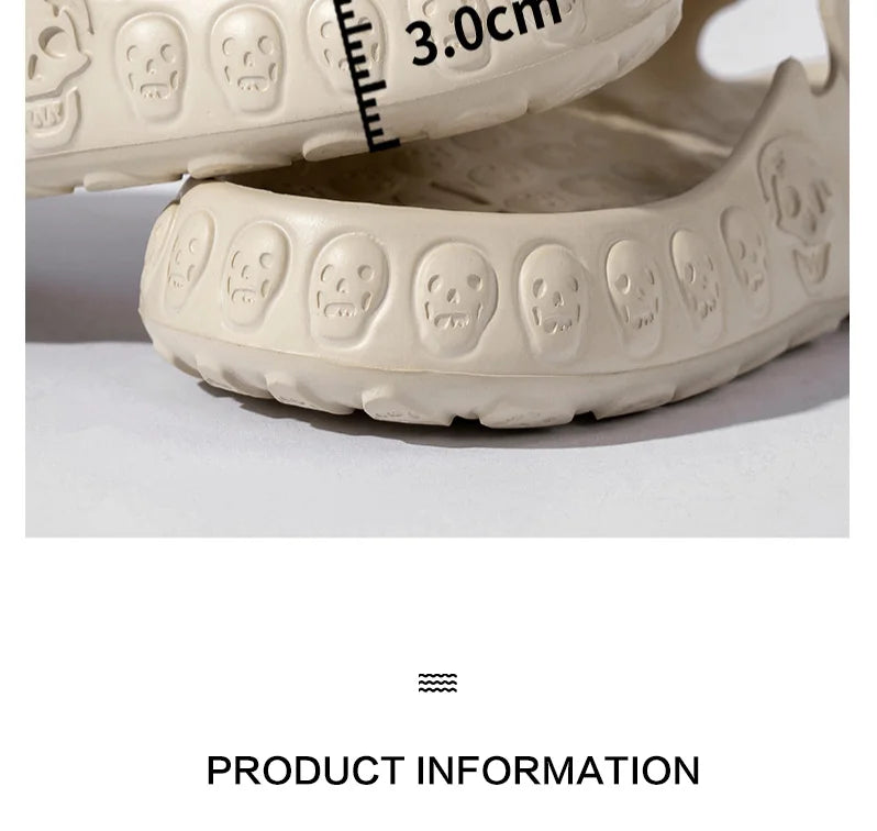 New Personalized Skull Design Men Slippers 2024 Summer Outdoor Fun Slides Thick Bottom of Beach Non-slip Leisure Women Sandals