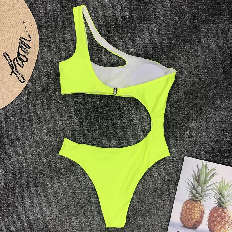 2026 Asymmetric One Shoulder Women Swimwear One Piece Swimsuit Female Monokini Bather High Cut Out Bathing Suit Swim Bodysuit