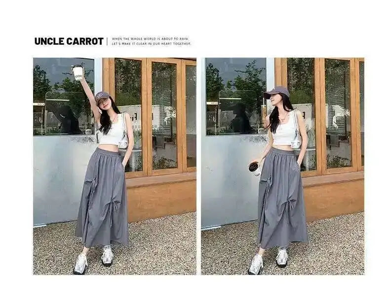 Versatile Knot Spring Summer F Skirt Ele Design Elastic Waist Skirt Sweet Aosphere Skirts For Ladies Fashion Women Skirts HSSZ
