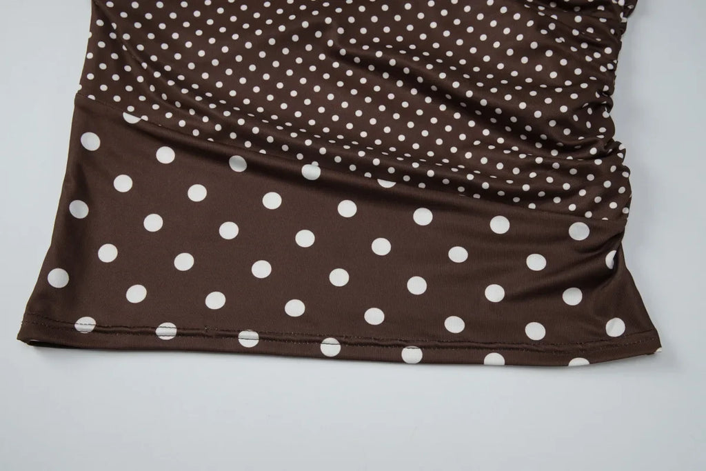FDYOUI Y2K Polka Dot Tank Tops Streetwear Women Sexy Halter Neck Sleeveless T-shirt Brown Camisoles 2026 Summer Backless Corset