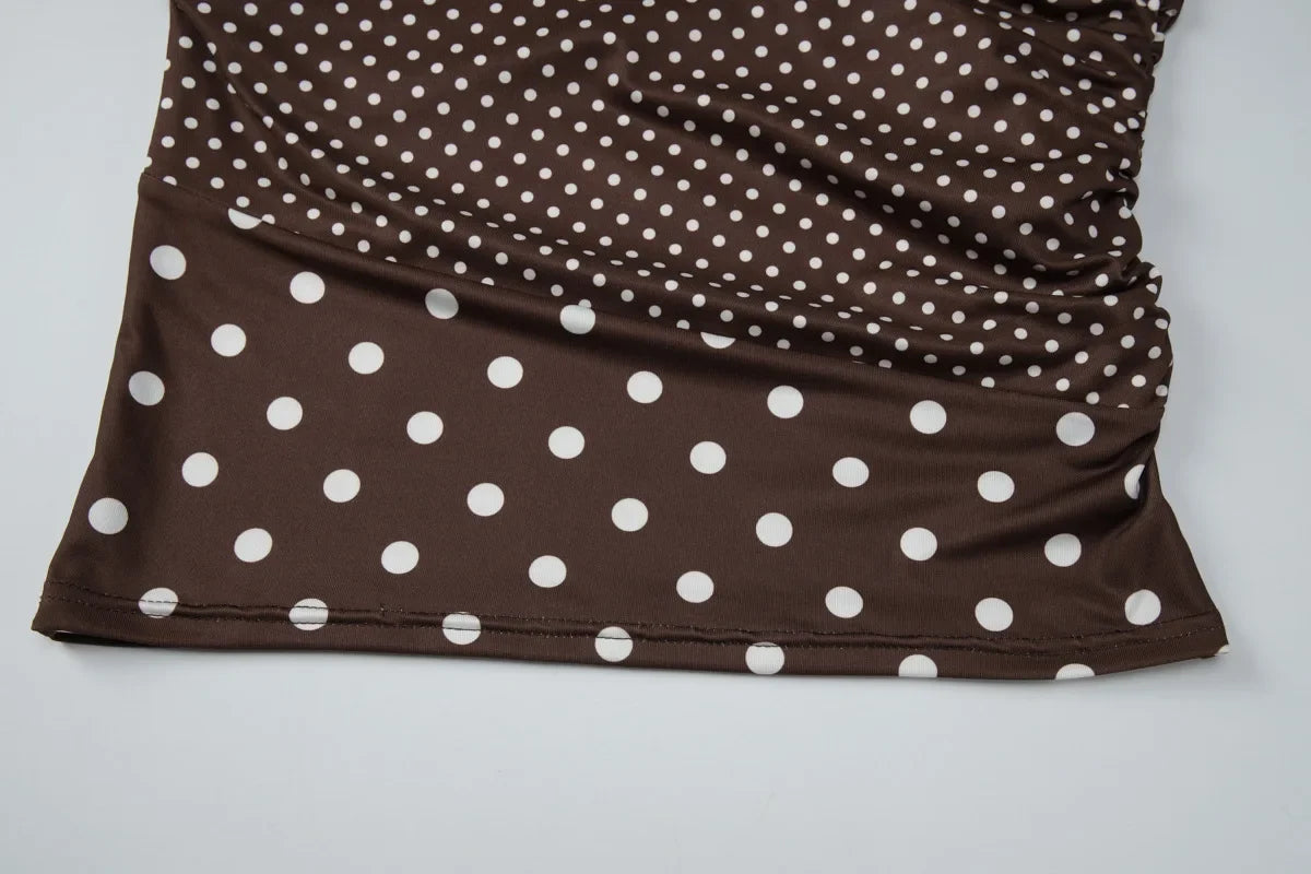 FDYOUI Y2K Polka Dot Tank Tops Streetwear Women Sexy Halter Neck Sleeveless T-shirt Brown Camisoles 2026 Summer Backless Corset
