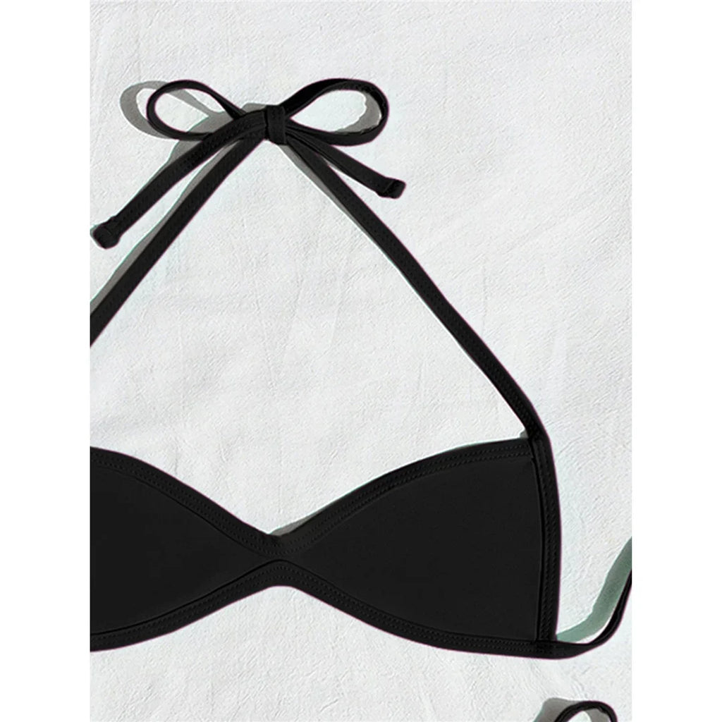 XS - L Halter High Leg Cut Bikini Female Swimsuit Women Swimwear Two-Pieces Bikini Set Strappy Bather Bathing Suit Swim V8276