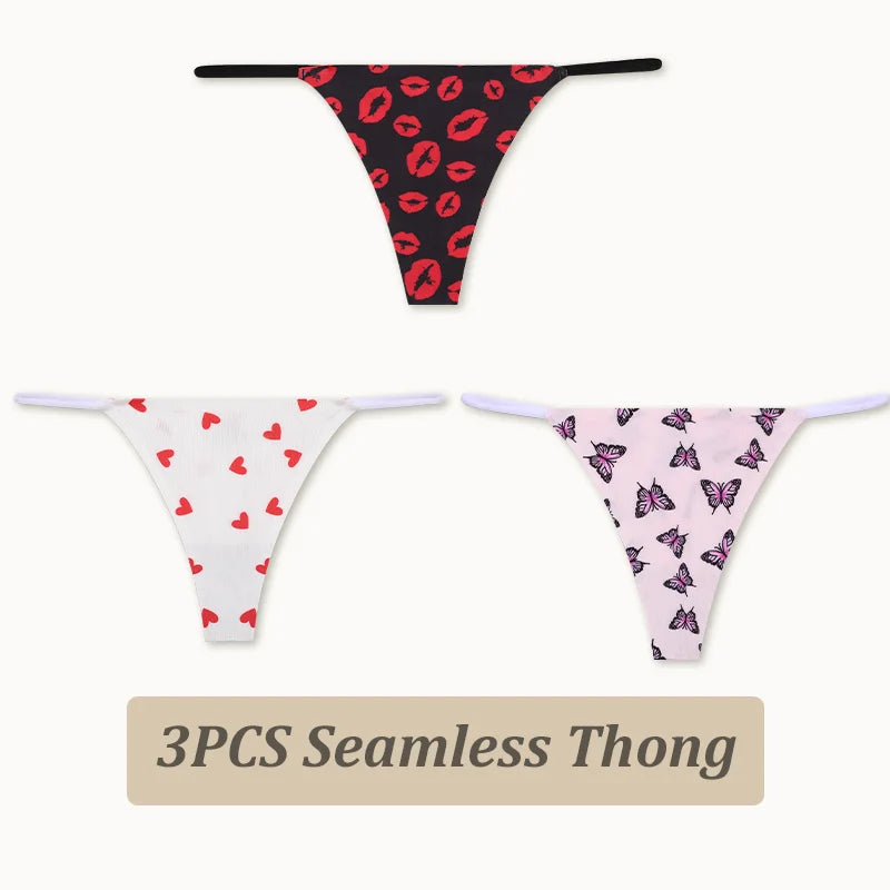 3PCS Women Seamless Leopard Butterfly Panties Sexy Ultra-thin Briefs Female Ice Silk No Trace Underwear Low Rise Soft Lingerie