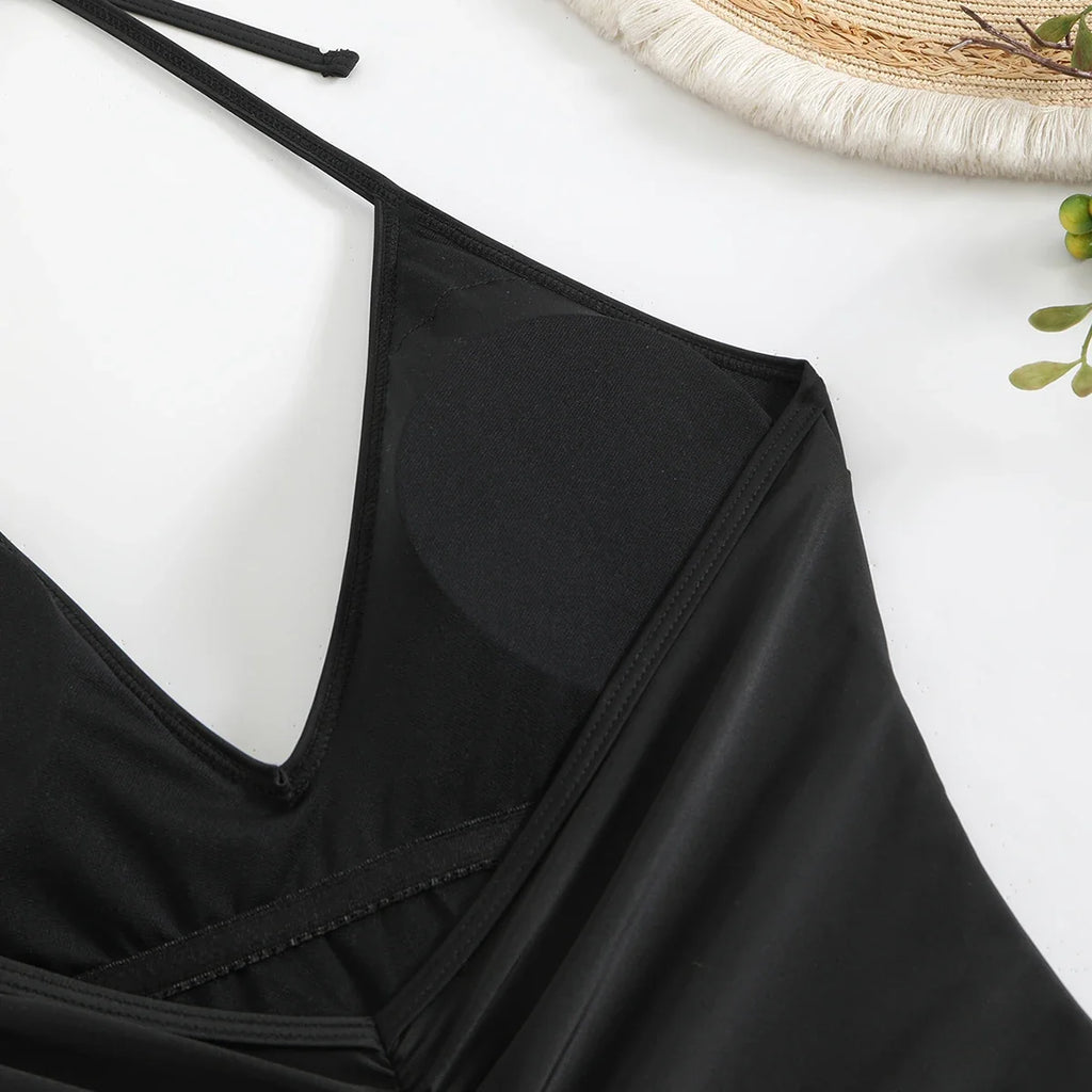 2026 Halter Swimsuit One Piece Backless Solid Swimwear Women Bathers Bathing Swimming Swim Suit Padded Beachwear Summer