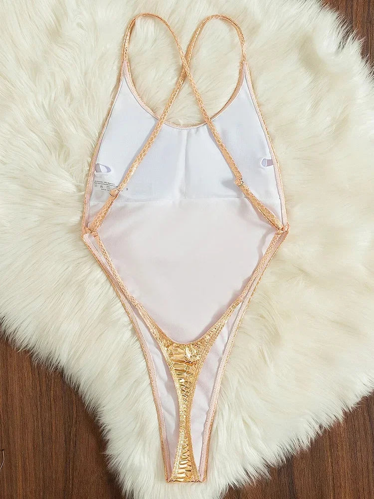 Extreme Mini Micro String Backless Women Swimwear One Piece Swimsuit Female High Cut Monokini Thong Bathing Suit Swim Beachwear