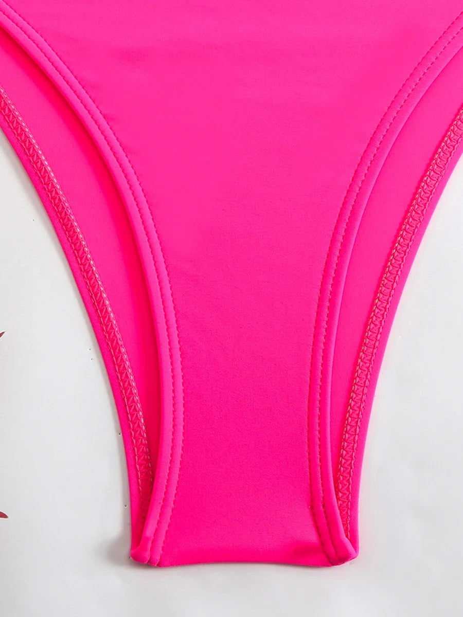 2026 Sexy Padded Swimsuit Women One Piece Halter Hollow Swimwear Female Solid Bathers Bathing Swimming Swim Suit Beachwear