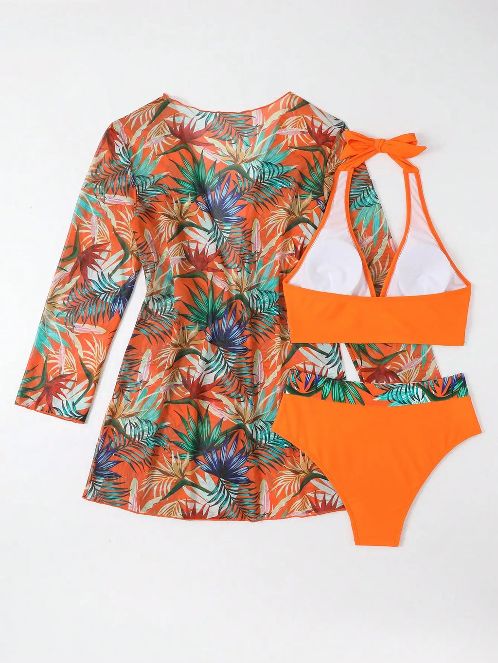 Halter Print Bikini 2026 Women Swimsuit With Kimono High Waist Swimwear Female Bathers Bathing Swimming Swim Suit Beachwear