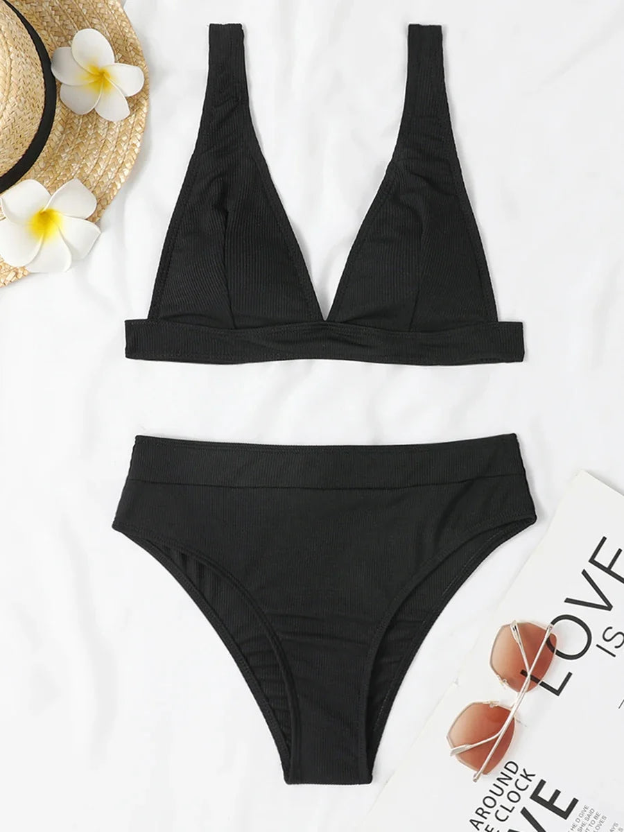 Sexy Bikinis 2025 Women Solid Swimsuit Women Padded Swimwear Female Beachwear Bathers Bathing Swimming Swim Suit