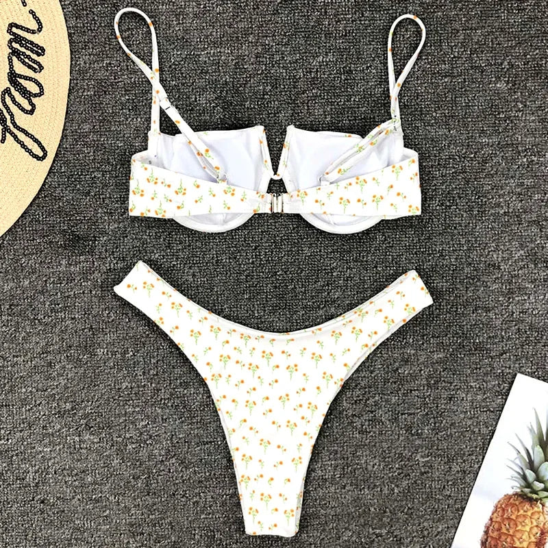 2026 Polka Dot Underwired V-Bar Bikini Women Swimsuit Female Swimwear Two Pieces Bikini Set Push Up Bather Bathing Suit Swim