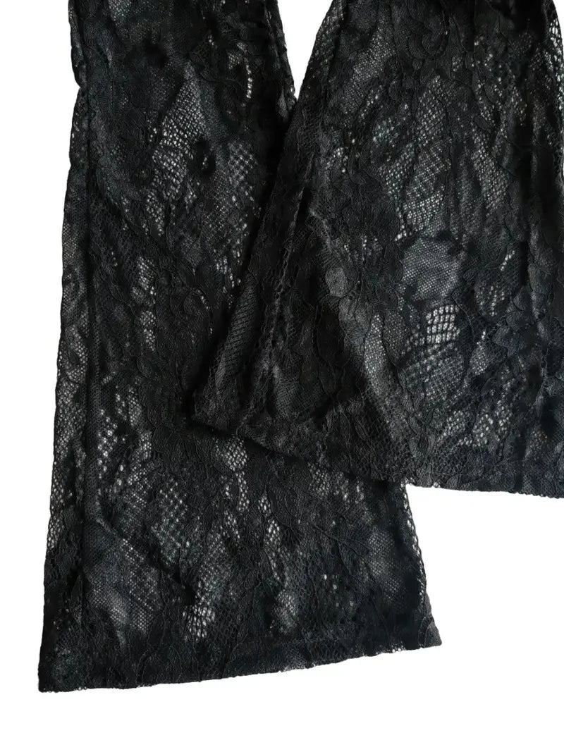 Women's summer lace see-through high-waist flared pants sexy bootcut trousers hot girl style