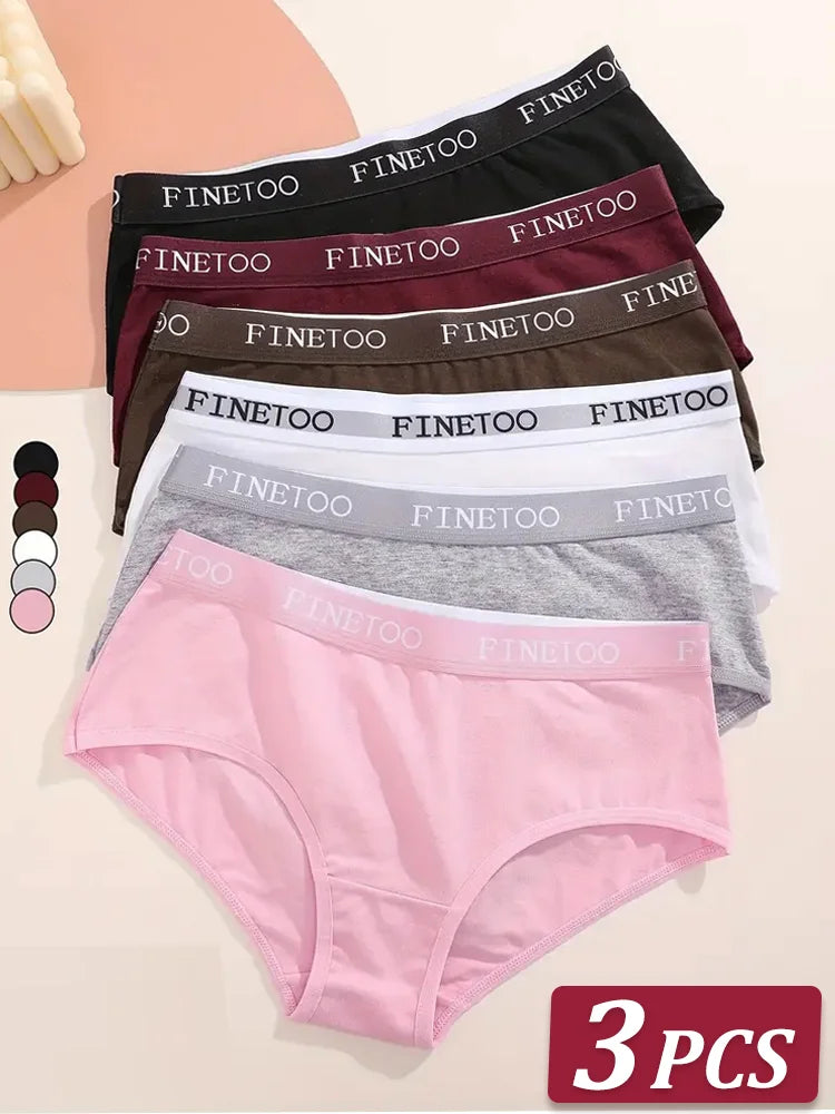 New 3Pcs Women's Cotton Briefs Letter Belt Underwear Women Panties Sexy Breathable Briefs Female Stretch Ladies Soft Lingerie