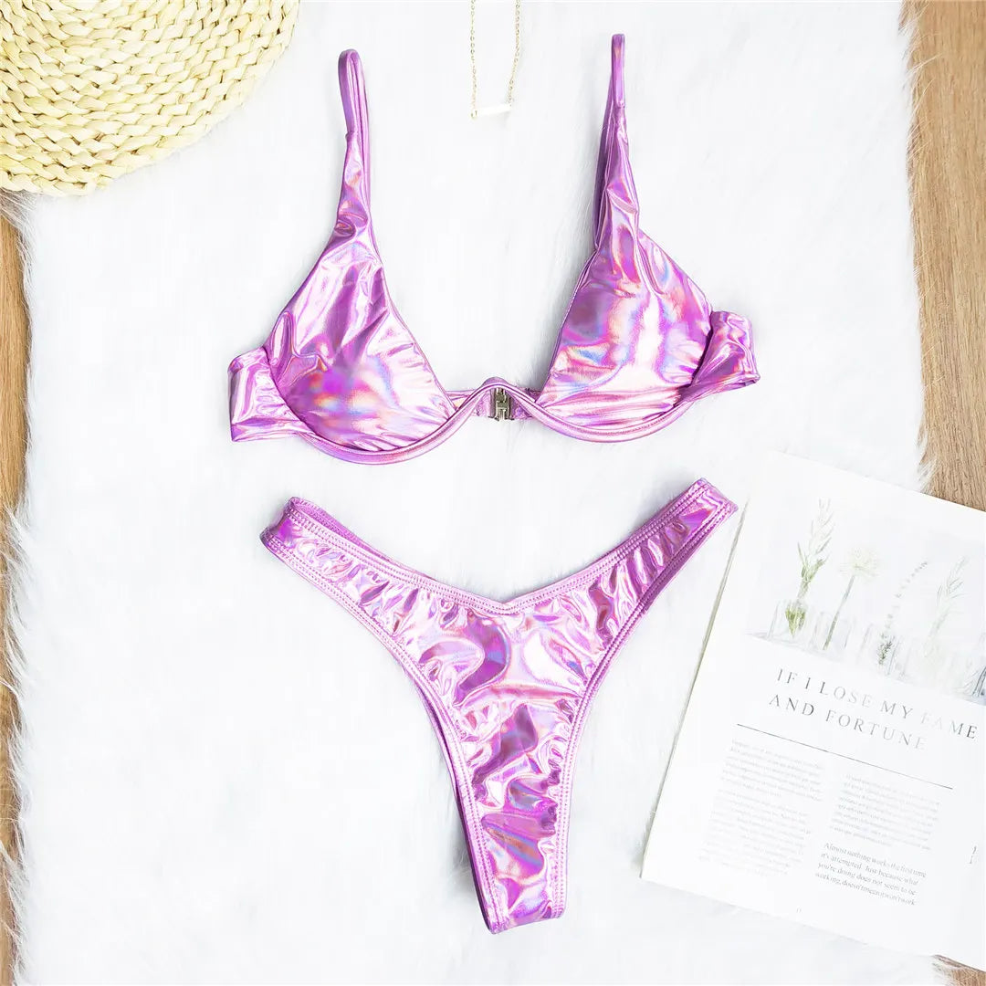 S - XL V-bar Underwired Bikini Female Swimsuit Women Swimwear Two-piece V shape Wire Bikini set Bather Bathing Suit Swim V439