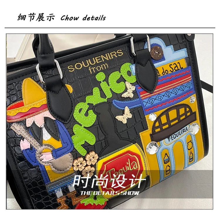 Design Patchwork Zipper 2026 Hot Sale Women's Bags Retro High Quality Women's Bags PU New Personality Stylish Shoulder Bags