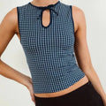 Women's Tank Tops Sleeveless Tie-up Cut Out Crew Neck Vest Summer Cropped Top Camis