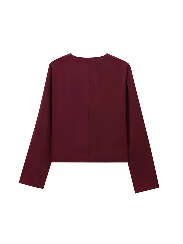 Foridol Solid O-neck Single Breasted Black Blazer Coat Women Autumn Winter Short Jacket Office Lady Vintage Buttons Veste