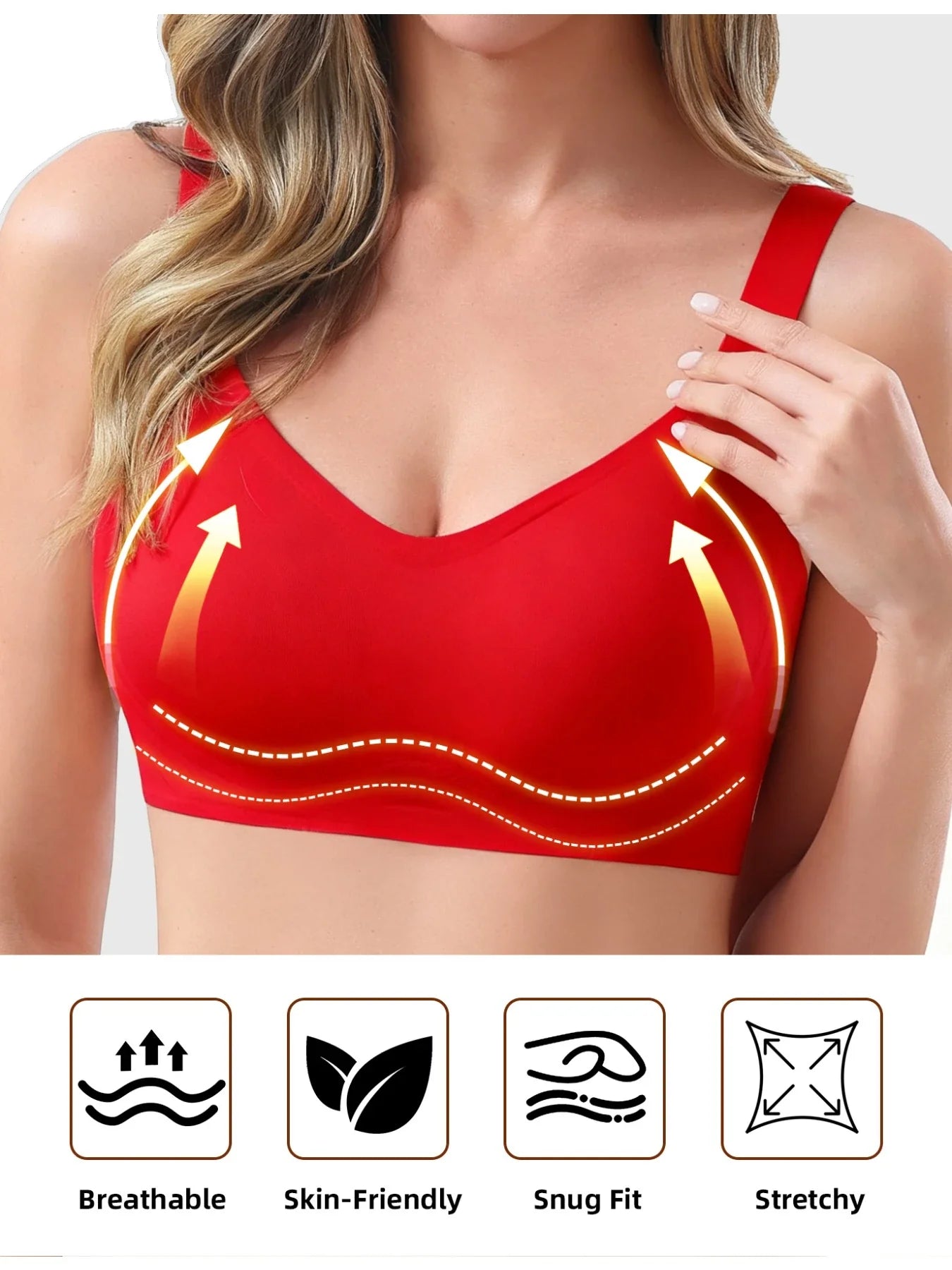 5 pcs of Color Women's Seamless Wireless Sports Bras - Soft Stretchy Push-Up Design with Removable Padding Everyday Basic Bras