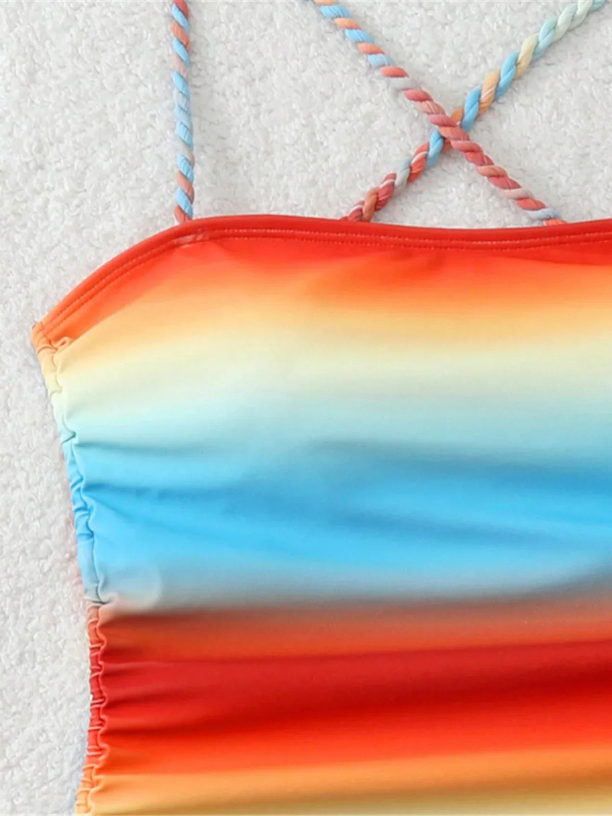 S - XL Gradient Knitted Cross Back Women Swimwear High Leg Cut Monokini Bather Bathing Suit Swim One Piece Swimsuit Female K8129