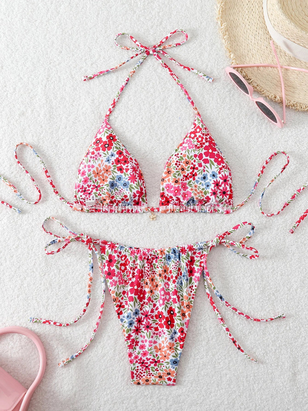 Triangle Halter Thong Bikinis 2026 Women Sexy Printed Swimsuit Floral String Swimwear Female Bathers Bathing Swimming Swim Suit
