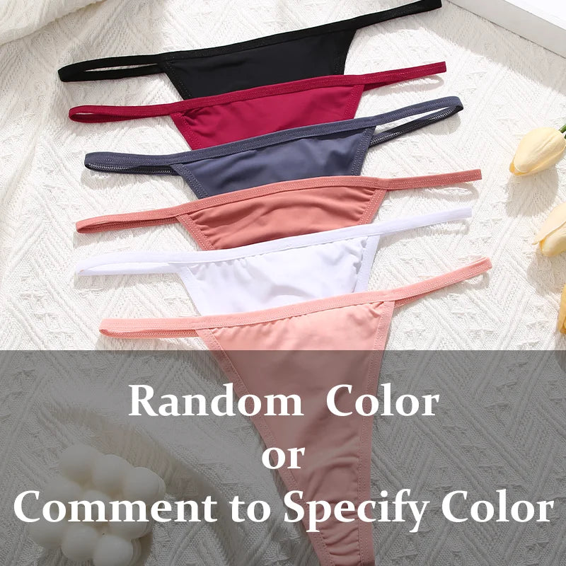New 4PCS/Set Cotton Bikini Panties Women Sexy Solid Color Low Waist Thongs Female Breathable G-String Underwear Comfort Lingerie