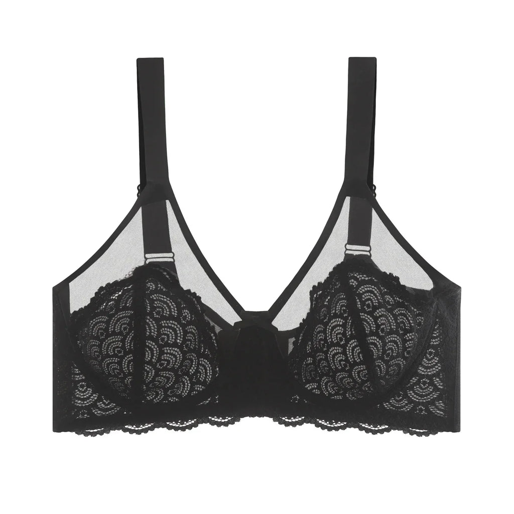 Women's Floral Lace Buckle Front Wireless Bra,Breathable Comfortable lingerie Top for Daily Wear,Women's Lingerie for All Season