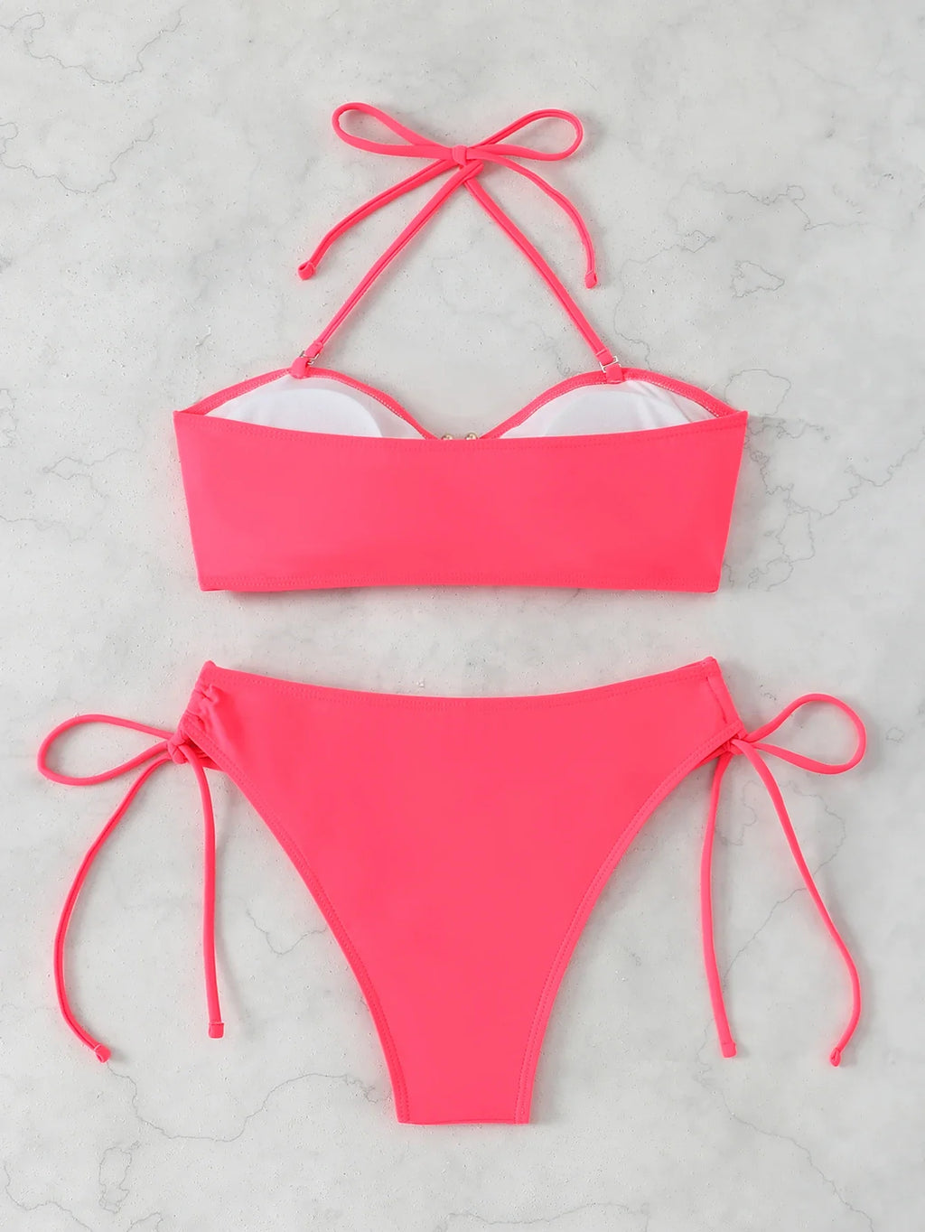 Halter Bandeau Bikinis 2026 Women Sexy Swimsuit Solid Padded High Waist Swimwear Female Bathers Bathing Swimming Swim Suit