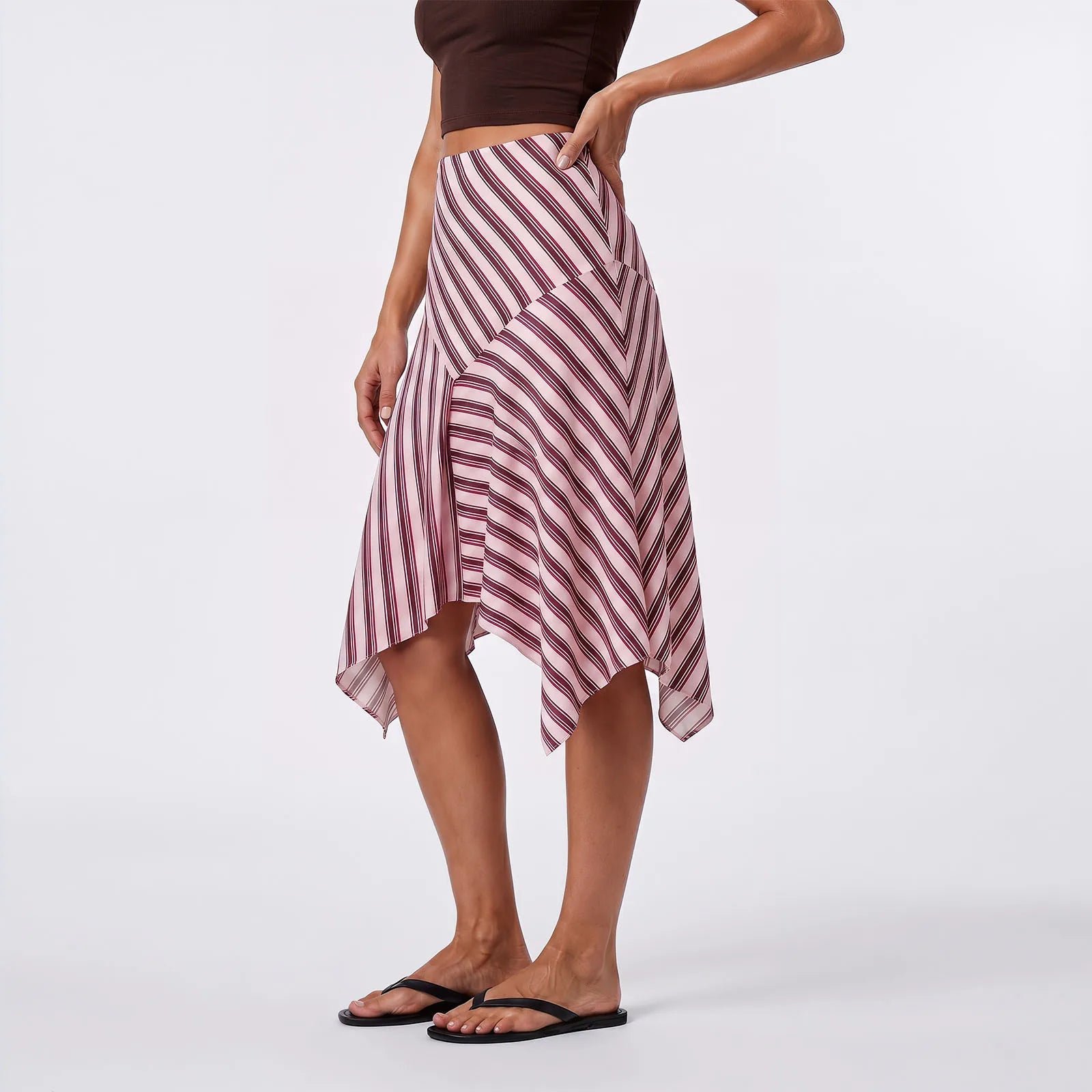 Summer Women's Irregular Hem Midi Skirt Stylish Dots Printed Low Rise Looose A Line Skirts Casual Bohemian Long Skirts