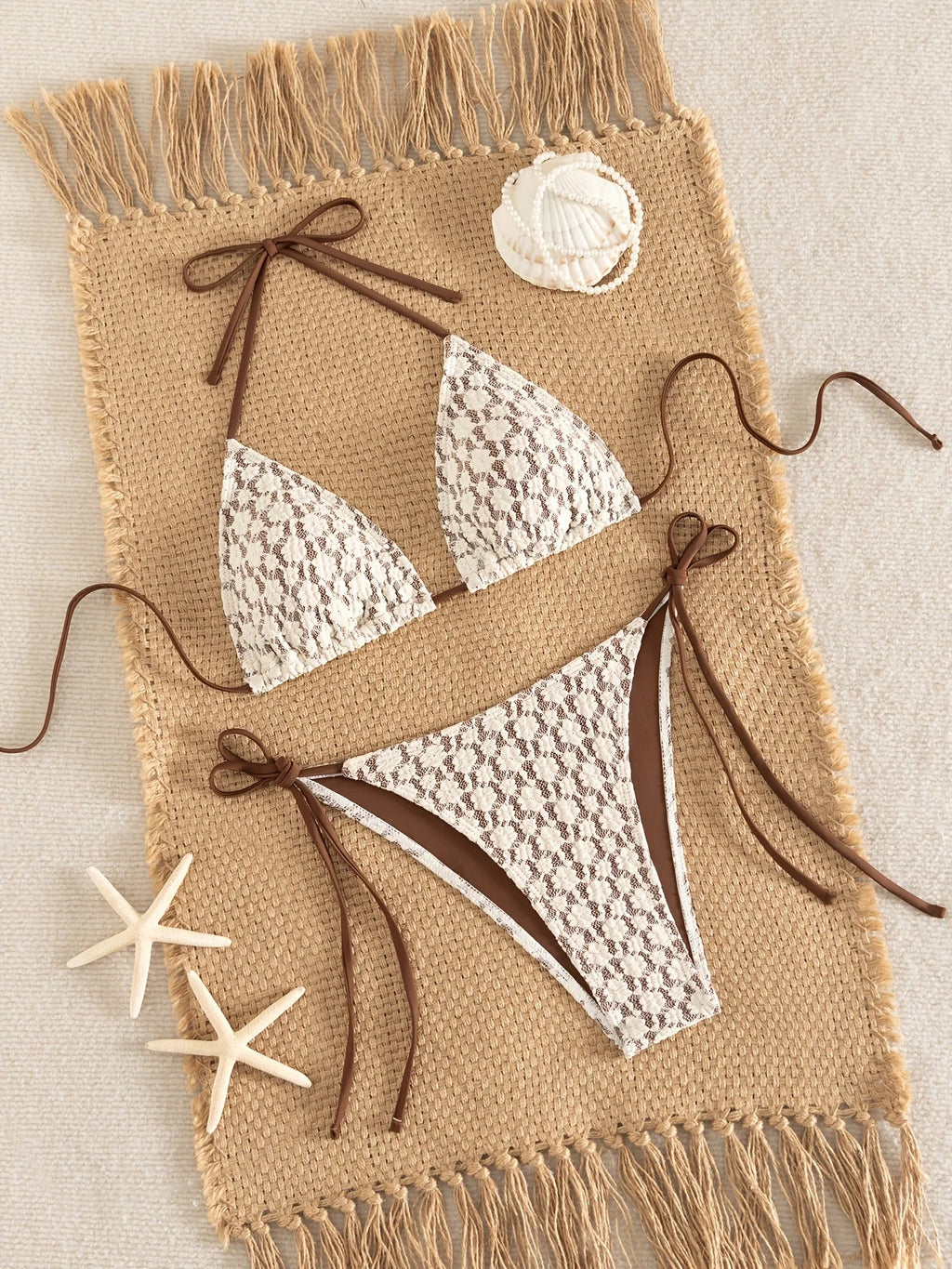 ZTVitality Sexy Lace Patchwork Bikini Set 2026 New Arrival Halter Bandage Swimwear Women's Swimwear Summer Beachwear Biquini
