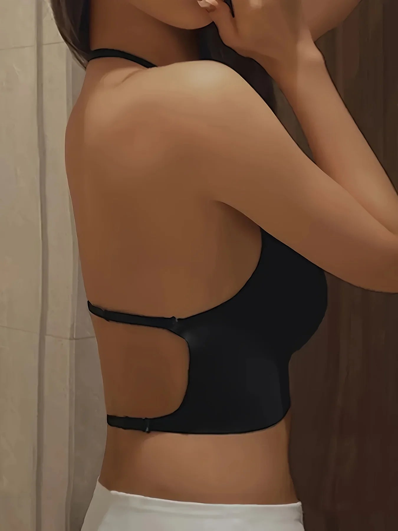 Women Sexy Lingerie Invisible Bra Deep U Plunge Bras Backless Top for Dresses, Transparent Strap Push Up Back Sling Underwear